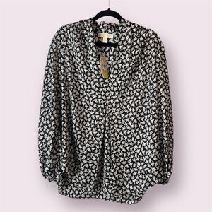 Michael Kors NWT Black/White Floral Blouse